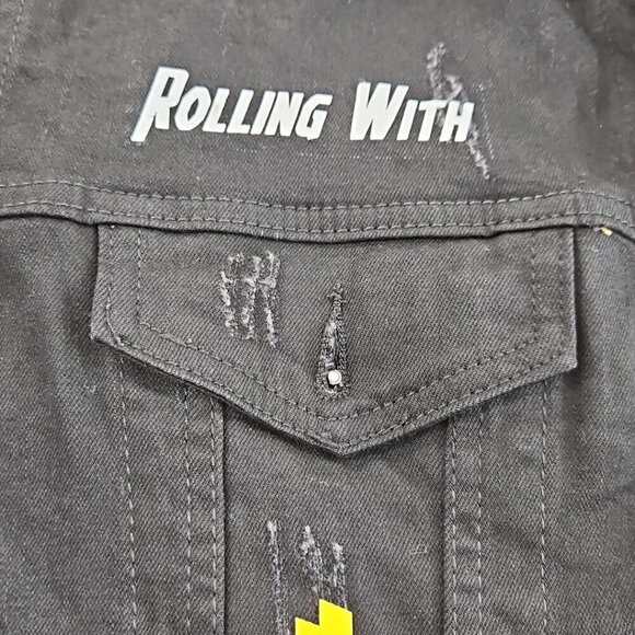 Hudson Outerwear Stretch Denim Jacket Men's Medium Black Long Sleeve Logos EUC - Picture 8 of 16